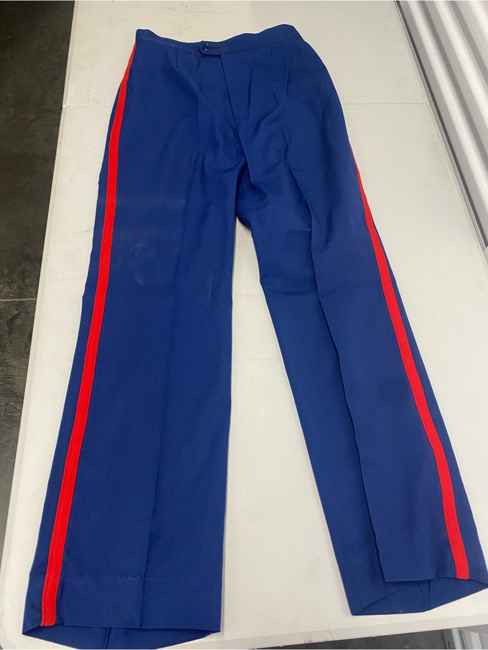 USMC 14R Women’s Dress Blue Pants with Red Stripe Polyester Wool 1990s